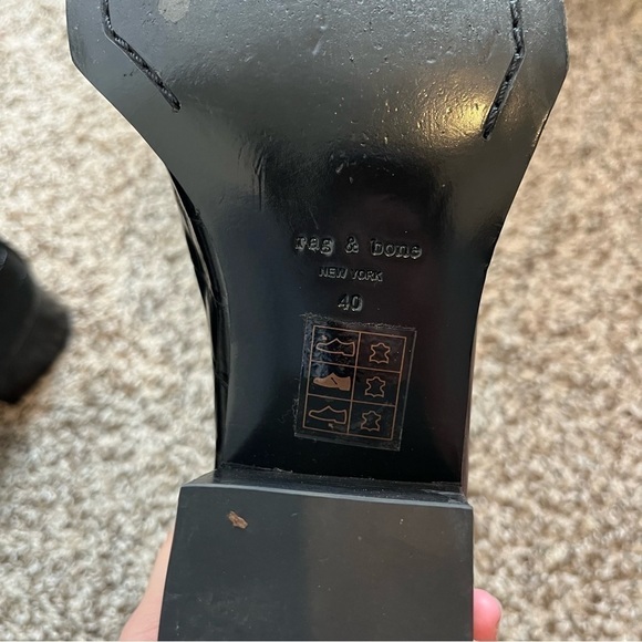 Rag & Bone Walker II Croc Embossed Chelsea Boots Black Size 40 / 10 - Picture 4 of 5